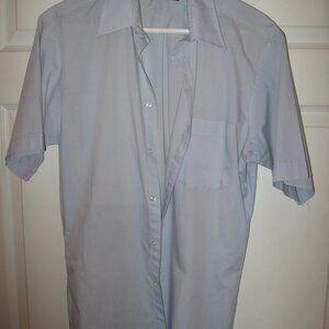 Charter Club Short Sleeve Button-Up Shirt Men's Size 16 Slim Fit Light Blue
